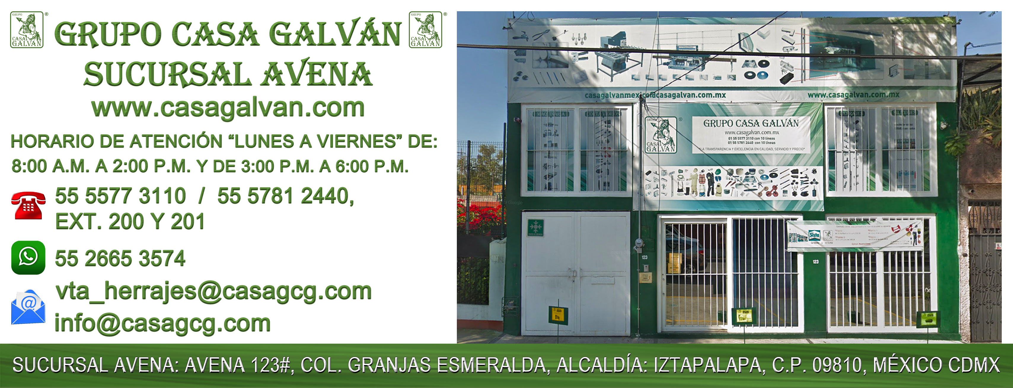 CASA GALVÁN SUCURSAL HERRAJES AVENA CDMX